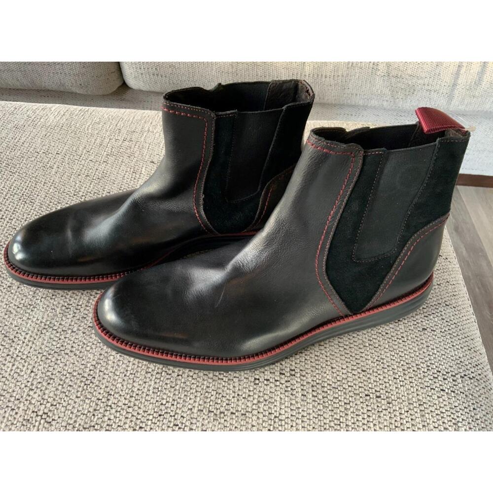 Donald J. Pliner Men's Black and Red Leather Boots